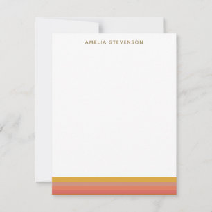 Orange och Gult Warm Rand Geometric Namn Anteckningskort