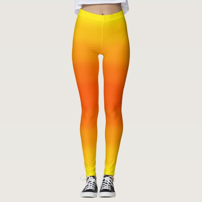 Orange- och gultlutningdamasker leggings (Framsida)
