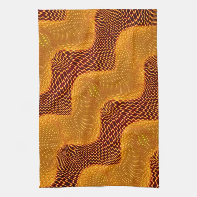 Orange- och gyllene punkter på bruna bakgrunder kökshandduk (Vertikal)