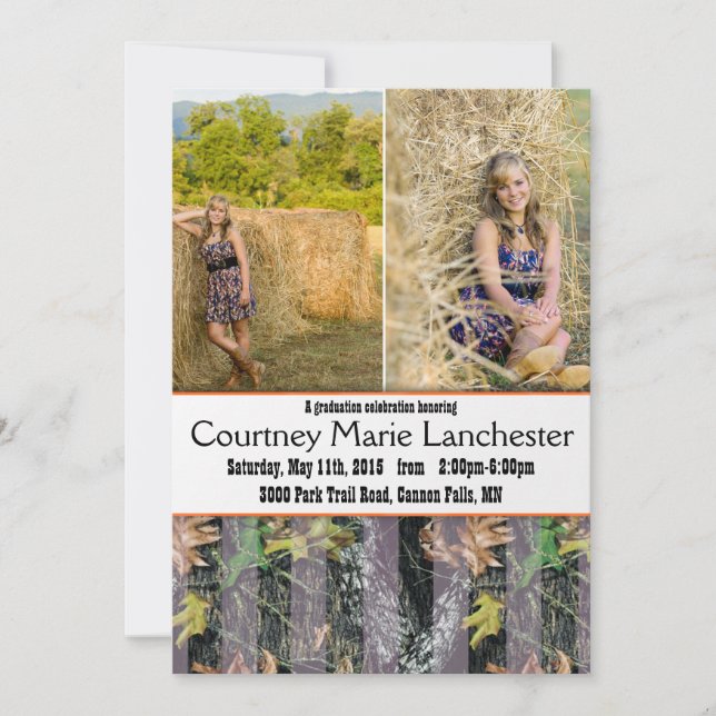 Orange och Kamouflage Studenten meddelande Inbjudningar (Framsida)