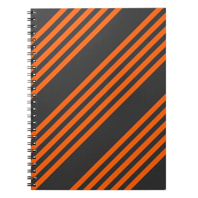 Orange och kol fem rand mönster anteckningsbok (Framsidan)