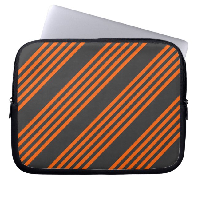 Orange och kol fem rand mönster laptop fodral (Framsidan)