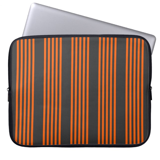 Orange och kol fem rand mönster laptop fodral (Framsidan)