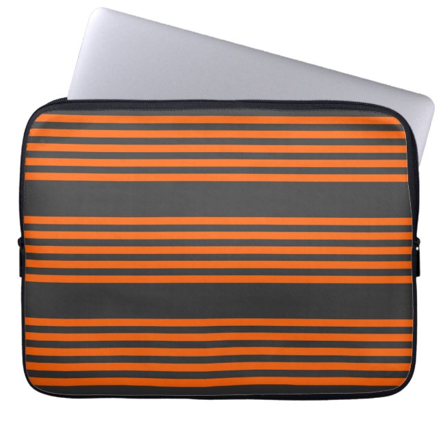Orange och kol fem rand mönster laptop fodral (Framsidan)