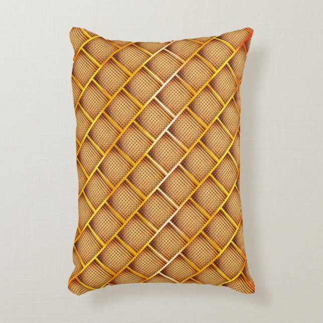 Orange- och konturfyrkanter med abstrakt schackkas prydnadskudde (Framsidan(Vertikal))