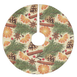 Orange och kryddor julgransmatta borstad polyester