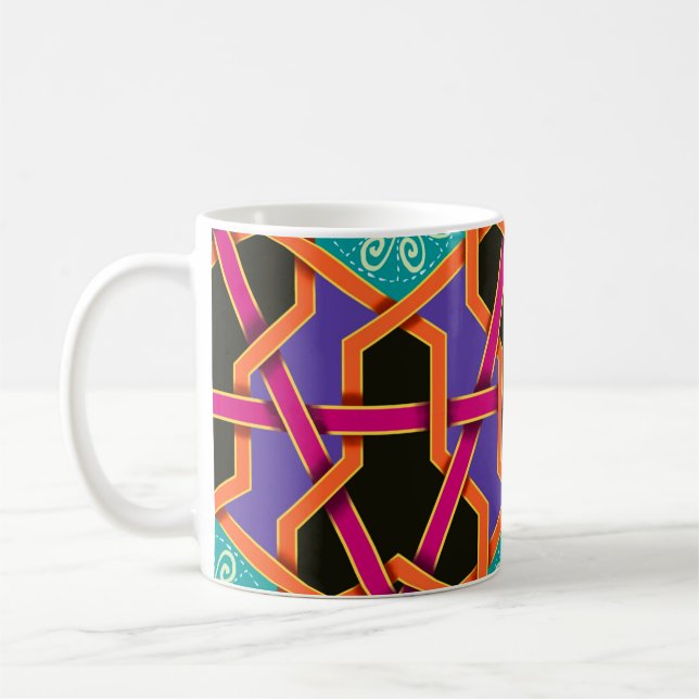 Orange och lila av grönt Geometrisk etnisk tillhör Kaffemugg (Vänster)