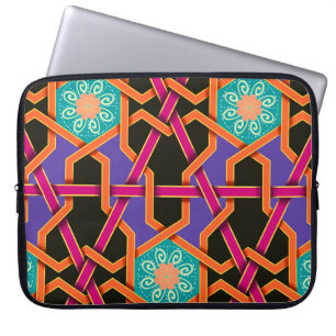 Orange och lila av grönt Geometrisk etnisk tillhör Laptop Fodral