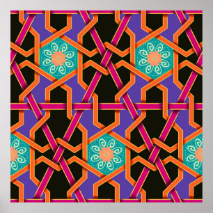 Orange och lila av grönt Geometrisk etnisk tillhör Poster