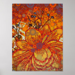 Orange och Lila Blommigt Modern poppgrafi Poster