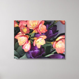 Orange och lila blommor canvastryck