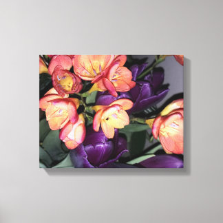Orange och lila blommor canvastryck
