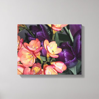 Orange och lila blommor canvastryck