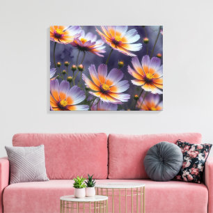 Orange och Lila Cosmos Abstrakt Canvastryck