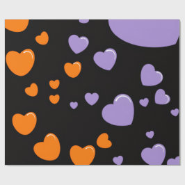 orange och lila hjärtmönster presentpapper