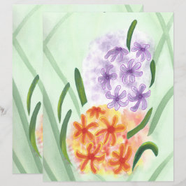 Orange och Lila Hyacint Flowers Skrapbok Papper