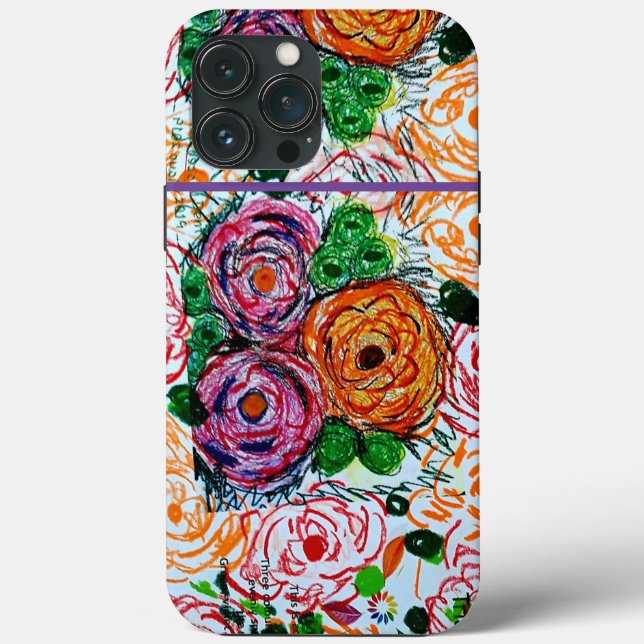 Orange och Lila Peonies iPhone/iPad-fall (Baksida)