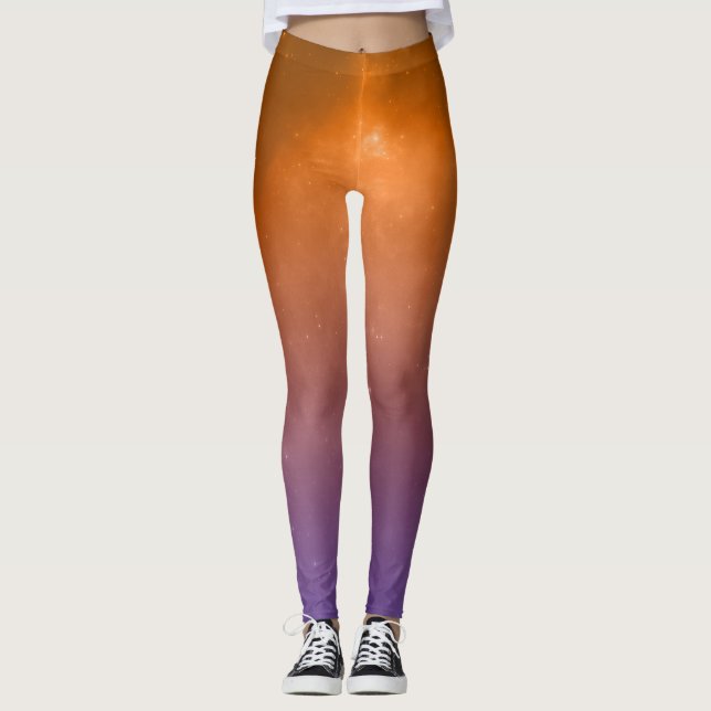Orange och Lila Solid Leggings (Framsida)
