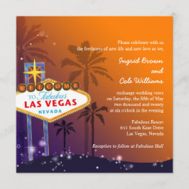 Orange och Lila Twilight Las Vegas Bröllop Inbjudningar