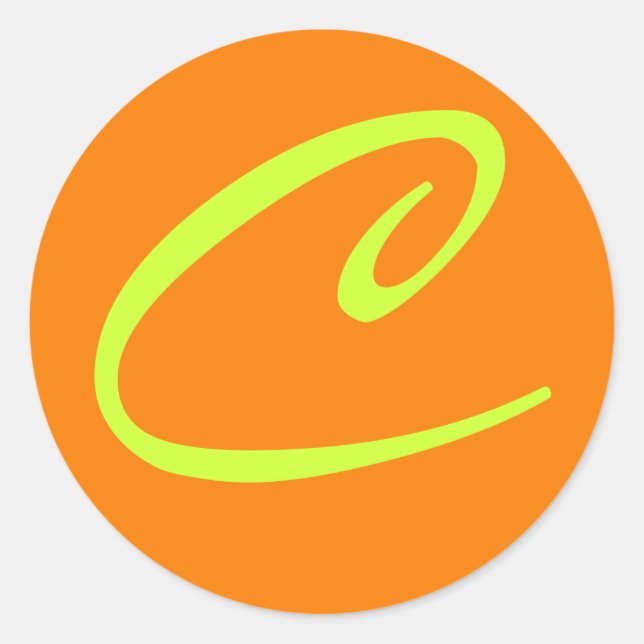 ORANGE OCH LIME MONOGRAM INITIAL C RUNT KLISTERMÄRKE (Framsida)