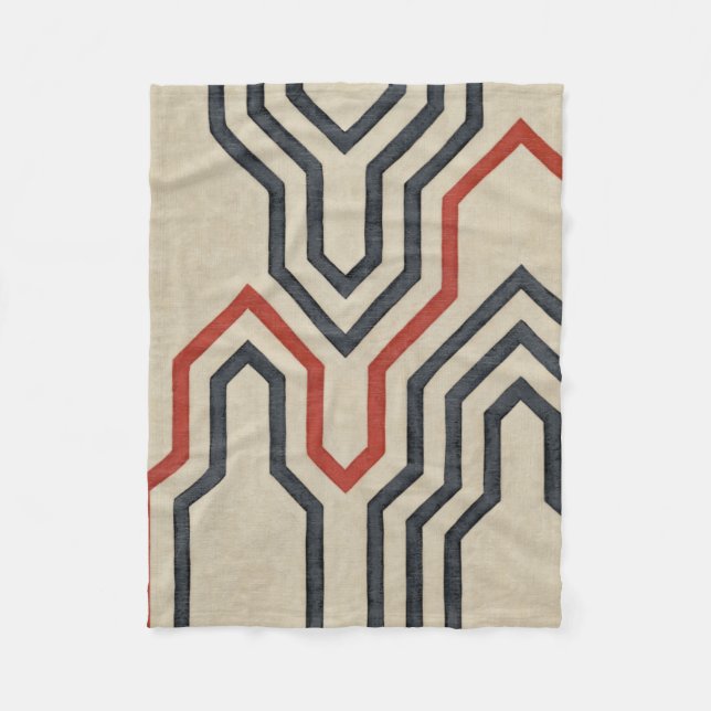 Orange och Linjer för blå grafik Fleecefilt (Framsidan)