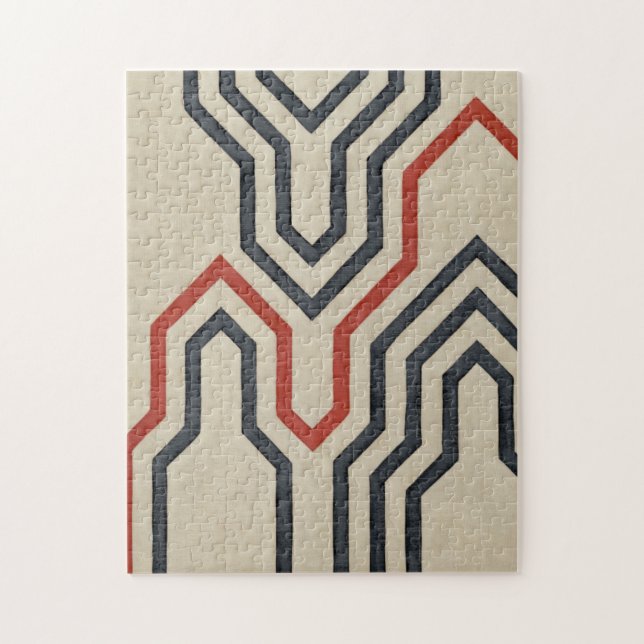 Orange och Linjer för blå grafik Pussel (Vertikal)