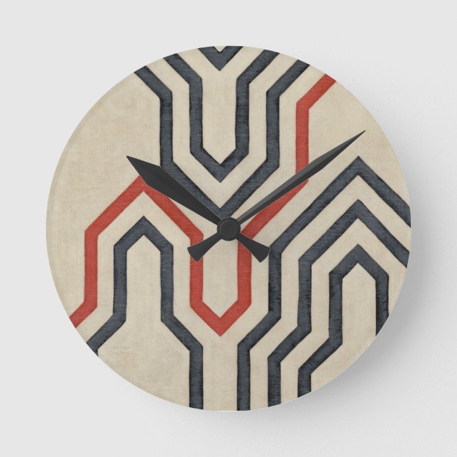 Orange och Linjer för blå grafik Rund Klocka (Framsida)