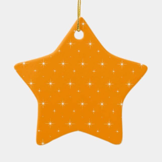 Orange och ljusa stjärnor Elegant Mönster Julgransprydnad Keramik (Framsidan)