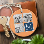 Orange och marin instagram Photo Collage Monogram<br><div class="desc">Vibranta orangar och mörk blått - Använda 3-kvadratfoton som skapar en unik och personlig gåva. Eller så kan du behålla hipstervalpen och göra ett trendig till keepy. Om du behöver justera bilder klickar du på verktyg för att anpassa ändringar.</div>