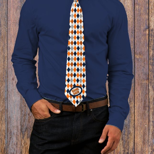 Orange och marinargyle Mönster Game Day Neck Tie Slips (Skapare uppladdad)