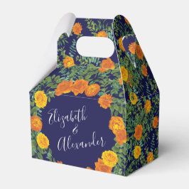 Orange och marinblå Peony & Ro Blommigt Bröllop Presentaskar