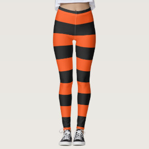 Orange och Mörk Grått Halloween Rand Leggings