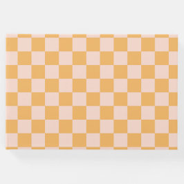 Orange och oblekt Silke Checkerboard Gästböcker