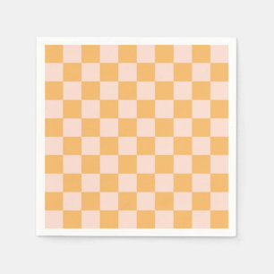 Orange och oblekt Silke Checkerboard Pappersservett