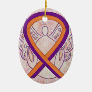 Orange och Orchid Awareness Ribbon Angel Ornament