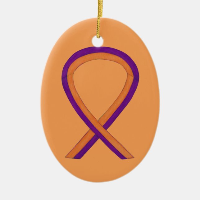 Orange och Orchid Awareness Ribbon Art Ornaments Julgransprydnad Keramik (Framsidan)