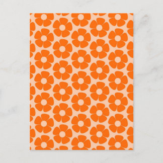 Orange och persiko Retro 60-tals blomster Mönster  Vykort