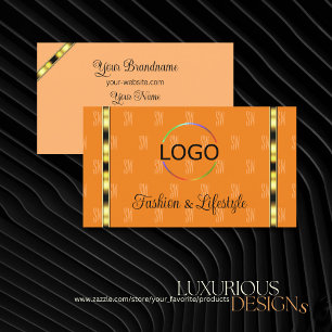 Orange och persikofärgad Chic med Logotyp Pattern  Visitkort