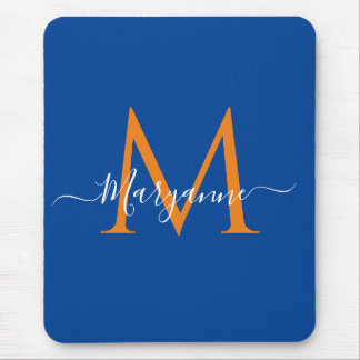 Orange och Personlig Monogram Blå recept Musmatta