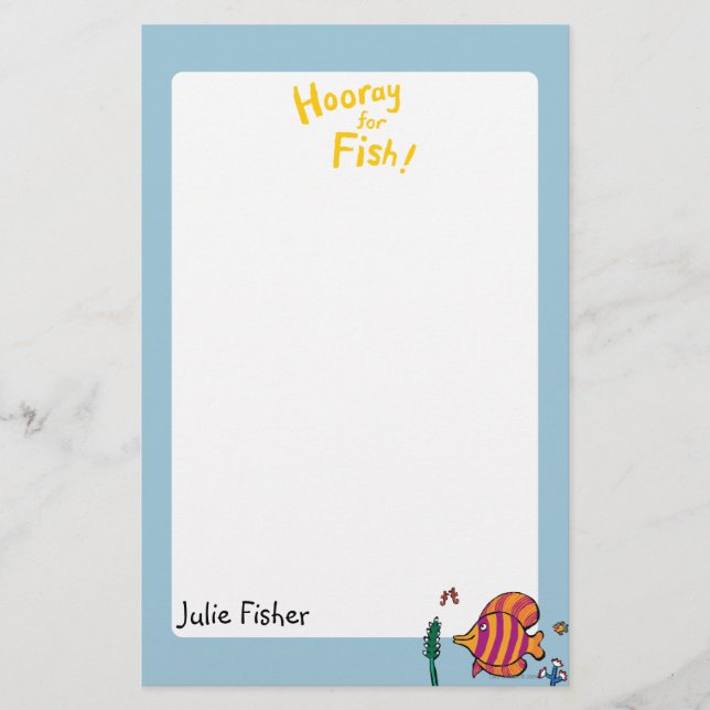 Orange och purpurfärgad tropisk fisk med Seahorses Brevpapper (Framsida)