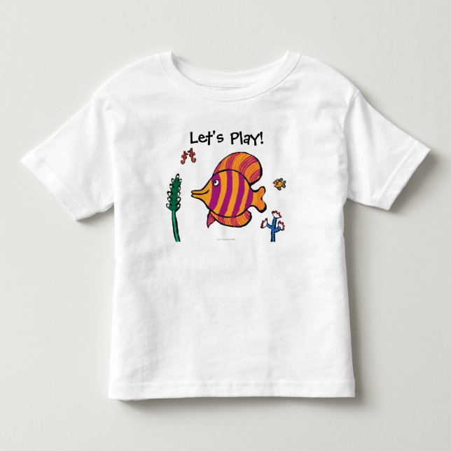 Orange och purpurfärgad tropisk fisk med Seahorses T Shirt (Framsida)