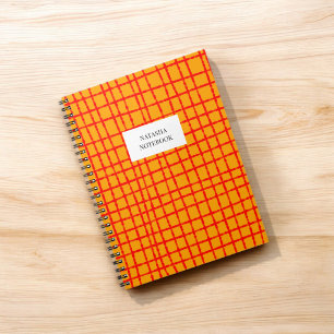 Orange och Red Check Mönster för bärbara datorer Anteckningsbok