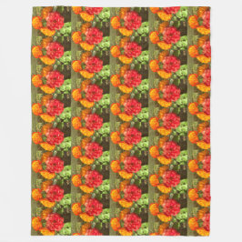 Orange och röd Blomsterträdgård Fleecefilt