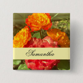 Orange och röd Blomsterträdgård Knapp