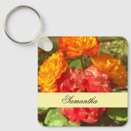 Orange och röd Blomsterträdgård Nyckelring