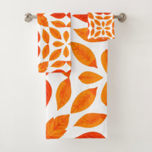 Orange och röd geometrisk blommig kökshandduk