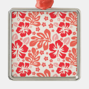 Orange och röd hibiscus mönster - Hawaii! Julgransprydnad Metall