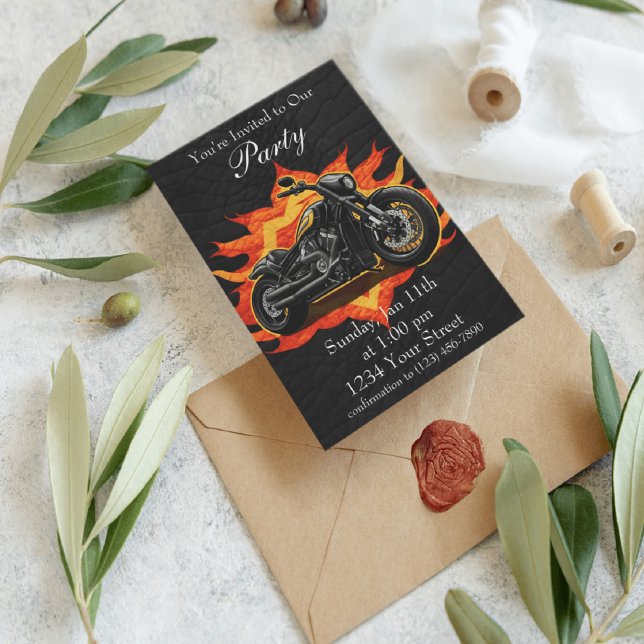 Orange och Röda upplevelsen av Flames Bike Party! Inbjudningar (Skapare uppladdad)