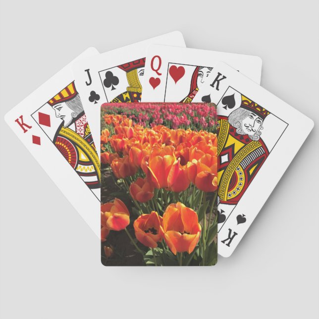 Orange- och rödtuppar casinokort (Baksidan)