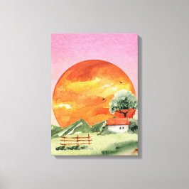 Orange och Rosa Aesthetic Sunset View Canvas